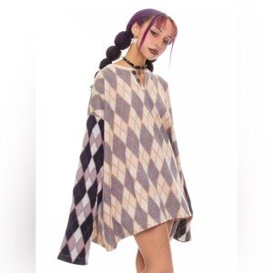 Tunnel Vision Argyle Darlene Henley Oversized Sweater S